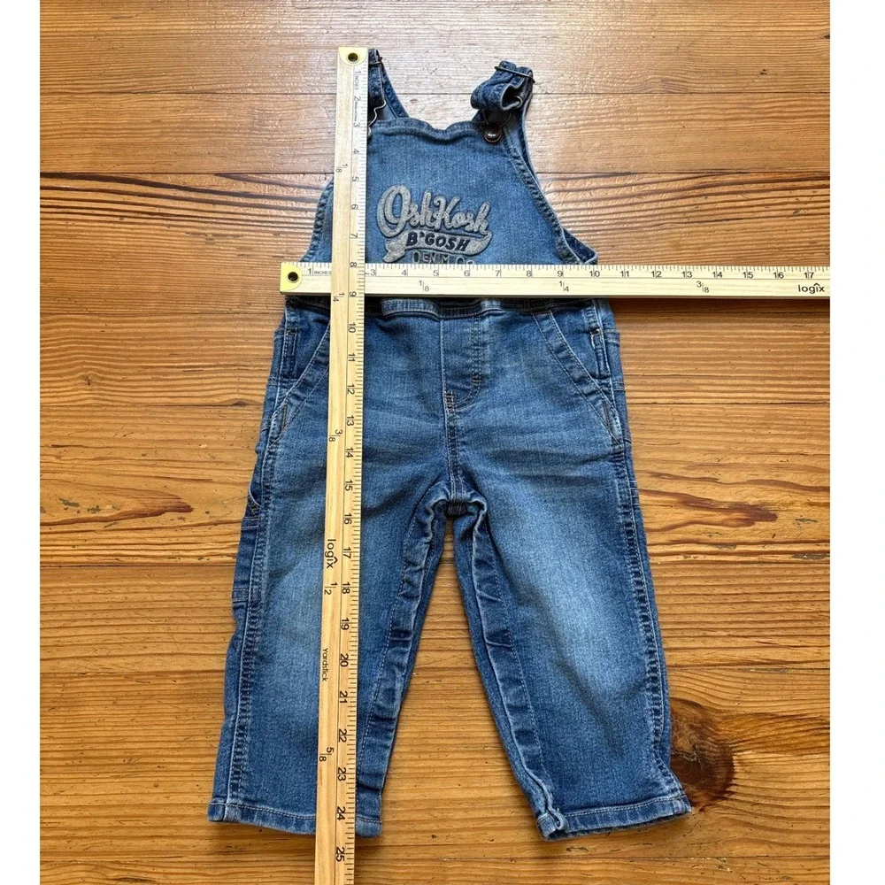 OshKosh B'Gosh Denim Overalls Kids Blue Excellent Embroidered Logo SIZE‎ 18M